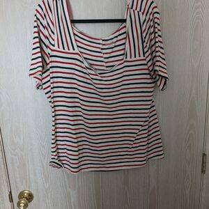 Striped square neck top plus